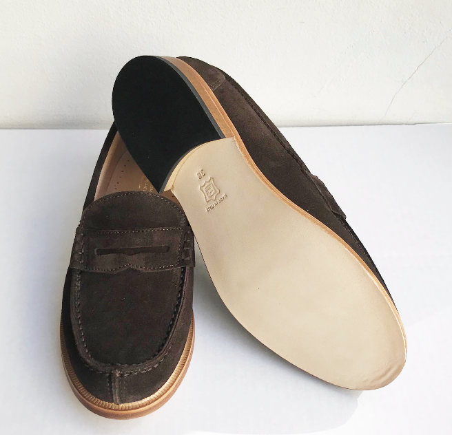 Marie Morenz Collegeschuhe Velour Braun Pennyloafer