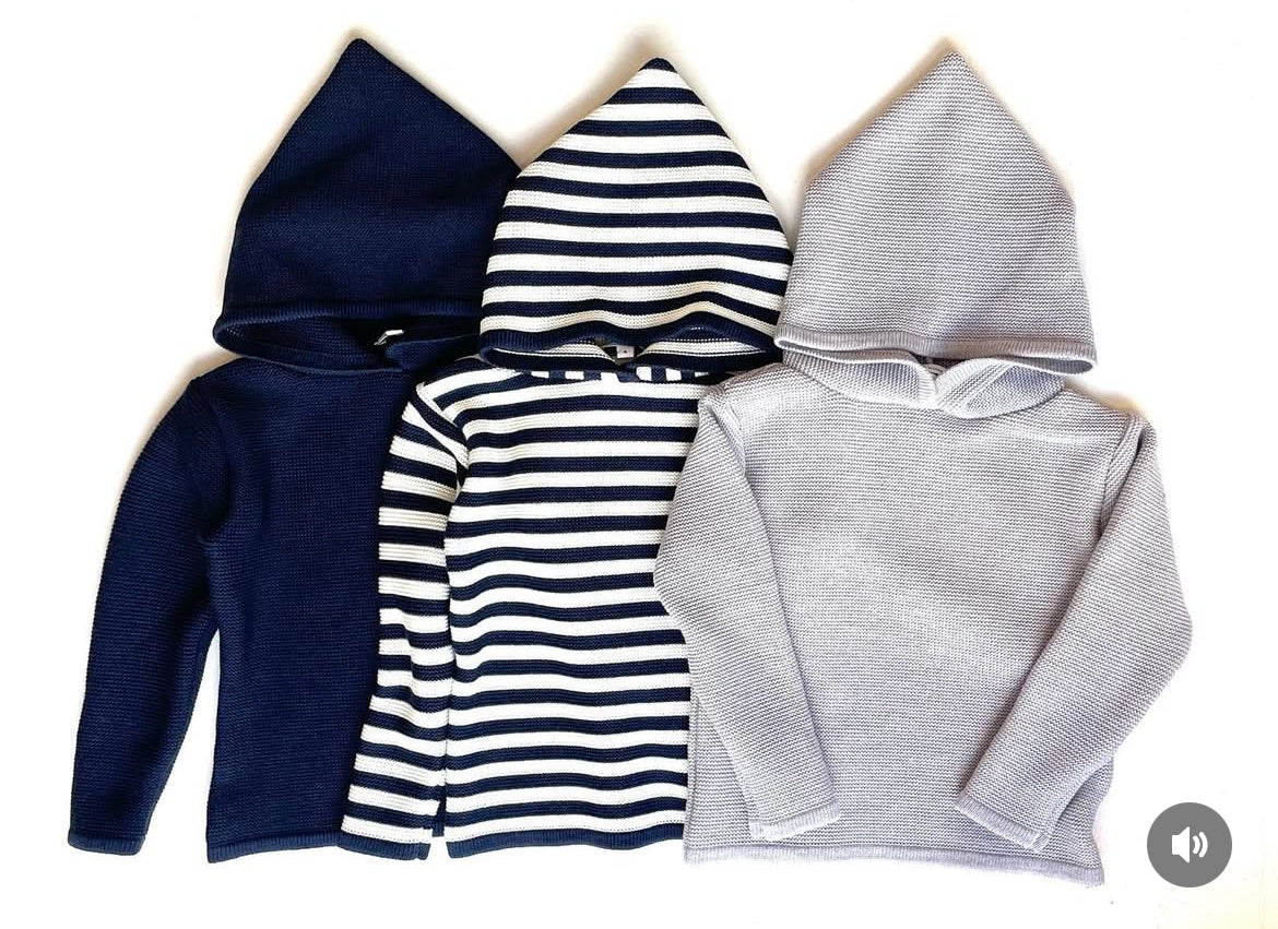 Marie Morenz Kapuzenpullover Merinowolle Marine neu