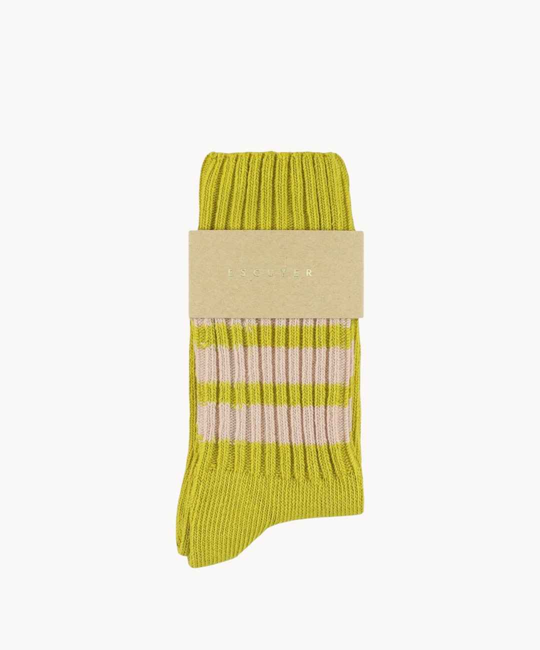 Damen Crew Socken Baumwolle Gelb-Rosa