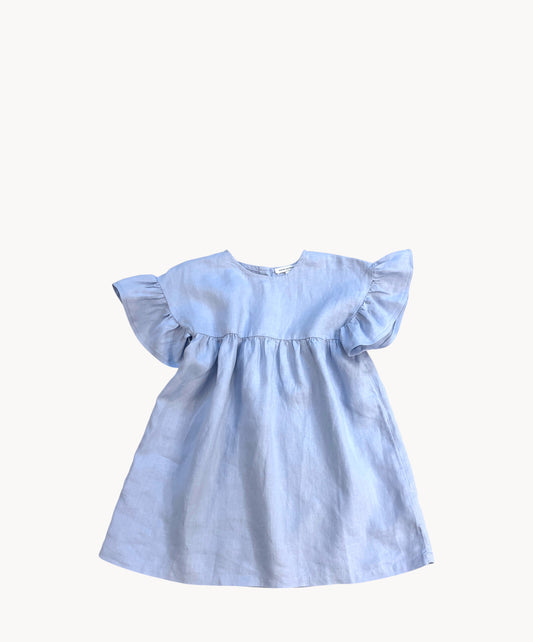 Marie Morenz Leinenkleid Hellblau Flügelärmel