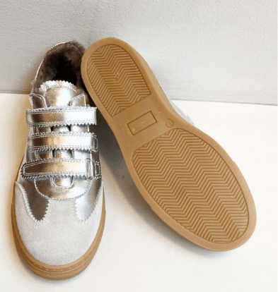 Marie Morenz Klettsneaker Silber Lammfell - Marie Morenz
