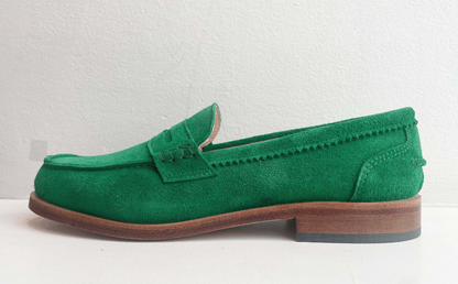 Marie Morenz Collegeschuh Grün Velour Dame