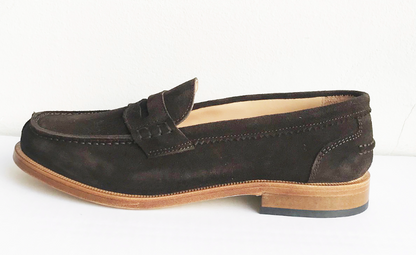 Marie Morenz Collegeschuh Velour Braun Pennyloafer