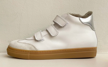 Marie Morenz Sneaker Klett Lammfell Weiss Hoch