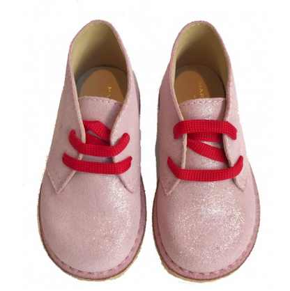 Marie Morenz Desert Boots Velour Rosa Kinder Lauflernschuh