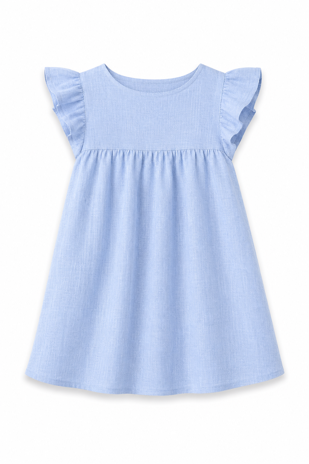 Marie Morenz Leinenkleid Hellblau Flügelärmel