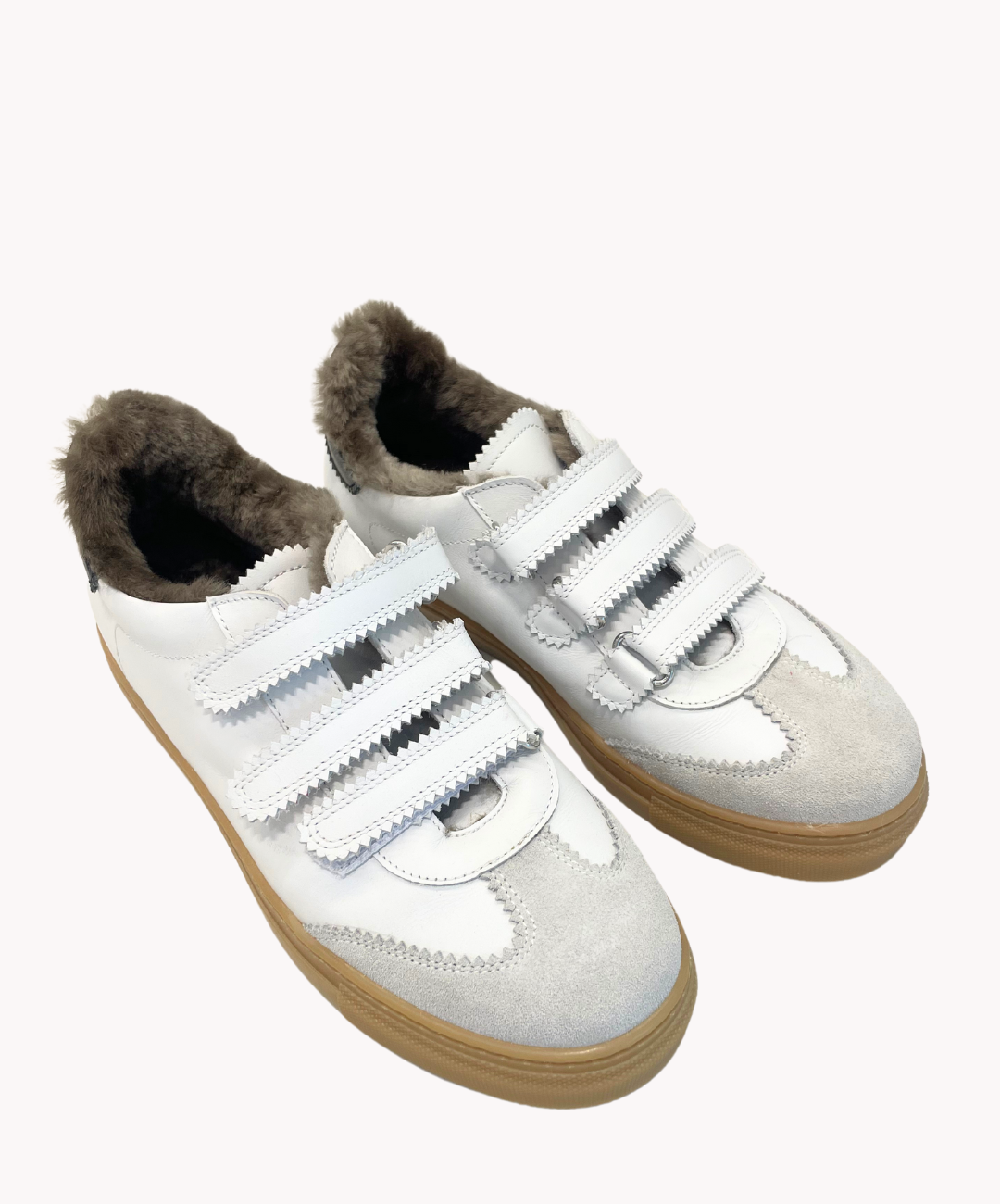 Marie Morenz Klettsneaker Weiss Lammfell