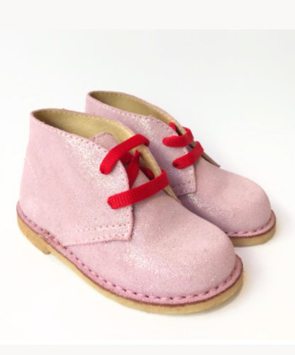 Marie Morenz Desert Boots Velour Rosa Kinder Lauflernschuh