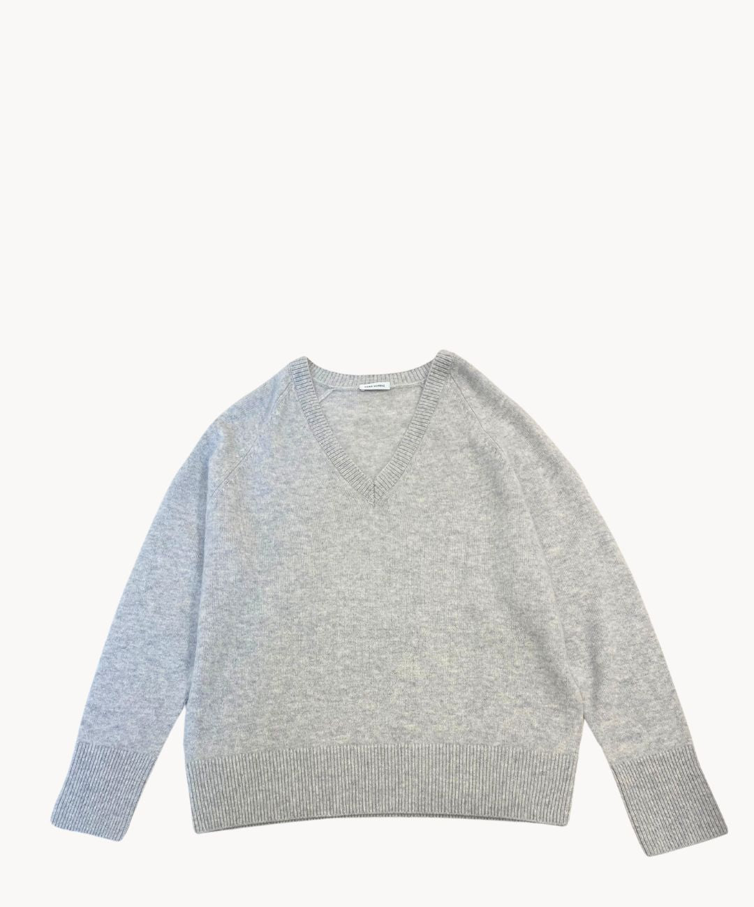 Marie Morenz Kaschmirpullover Graumelange V-Neck Oversized