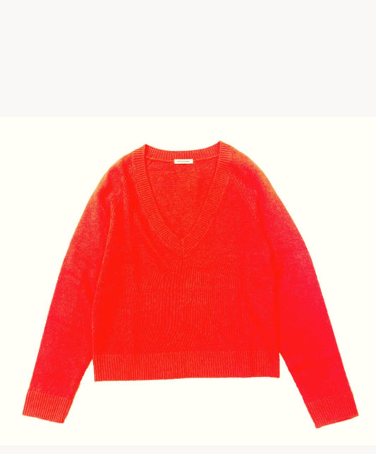 Marie Morenz Kaschmirpullover  V-Neck Neonorange