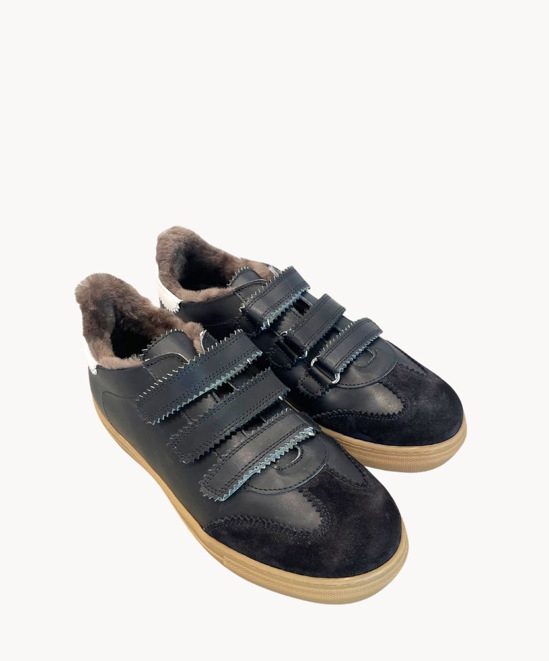 Marie Morenz Klettsneaker Schwarz Lammfell