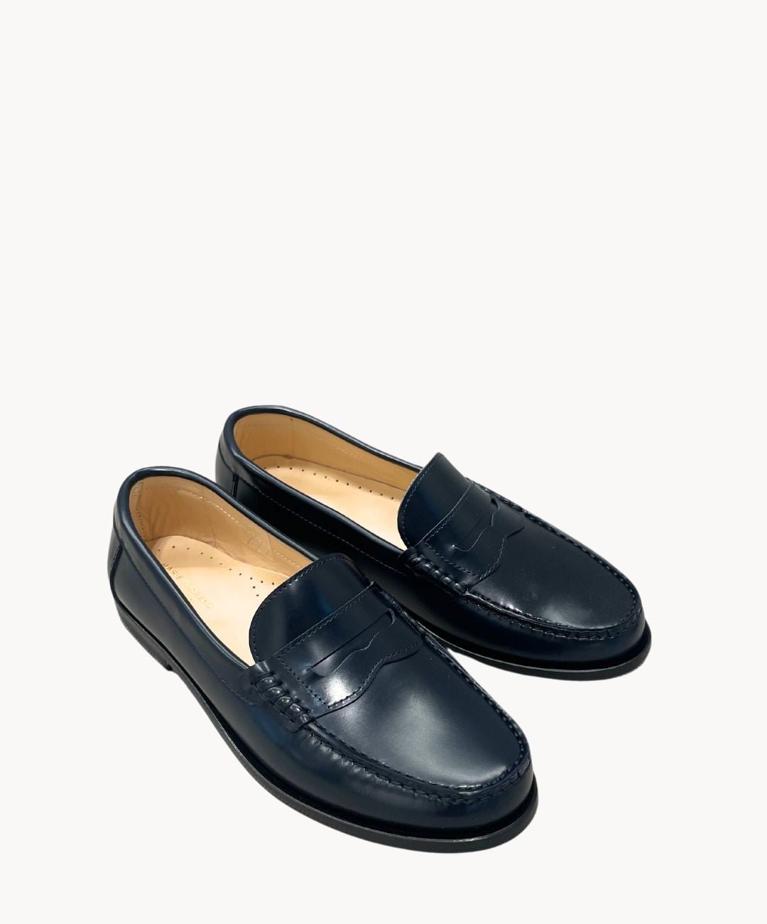 College Schuhe Damen Leder Blau Marine Marie Morenz - Marie Morenz