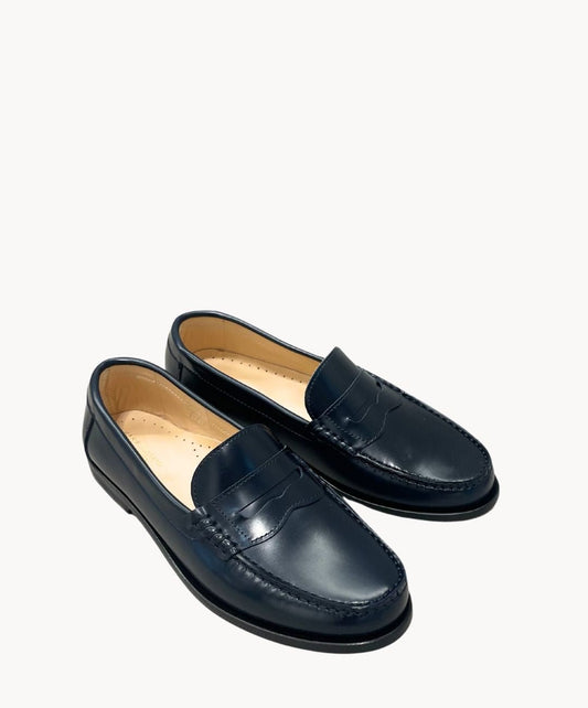 College Schuhe Damen Leder Blau Marine Marie Morenz - Marie Morenz