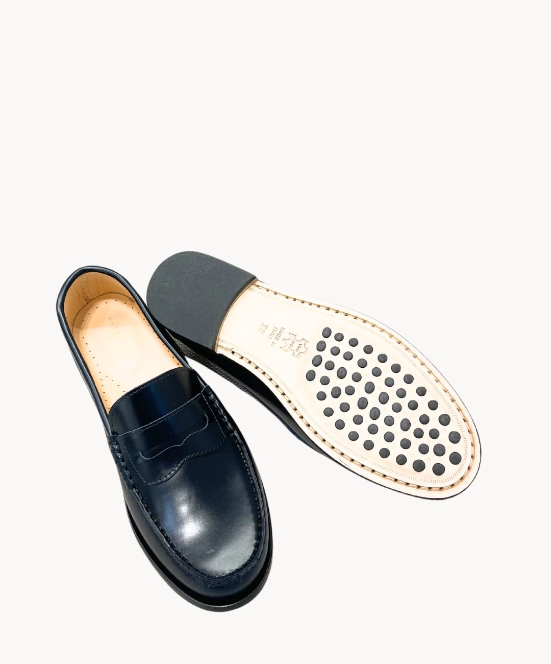 College Schuhe Damen Leder Blau Marine Marie Morenz - Marie Morenz