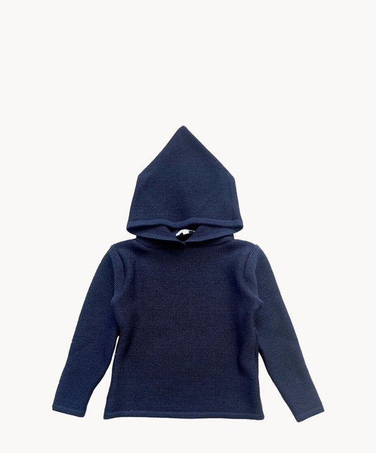 Marie Morenz Kapuzenpullover Merinowolle Marine neu