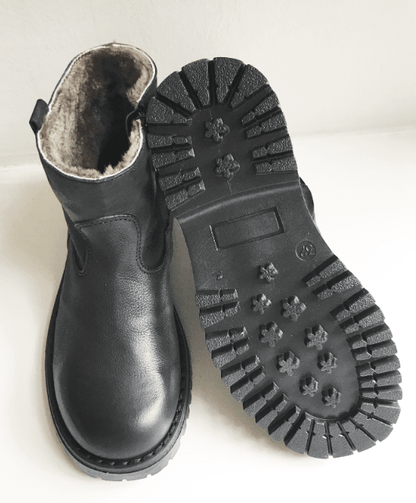 Marie Morenz 1045 Nero Schwarz gefüttert Lammfell Profilsohle - Marie Morenz