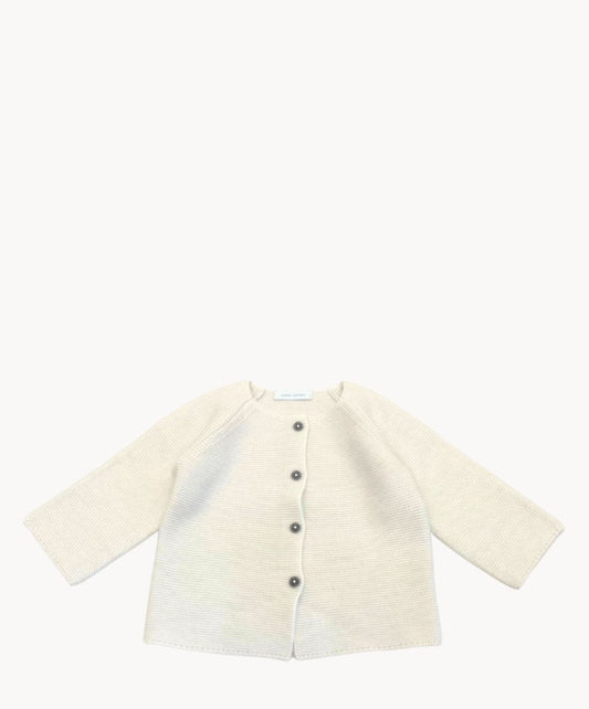 Marie Morenz Babyjacke Merinowolle Links gestrickt Creme - Marie Morenz