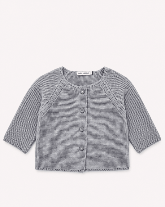 Marie Morenz Babyjacke Merinowolle Links gestrickt graumelange - Marie Morenz