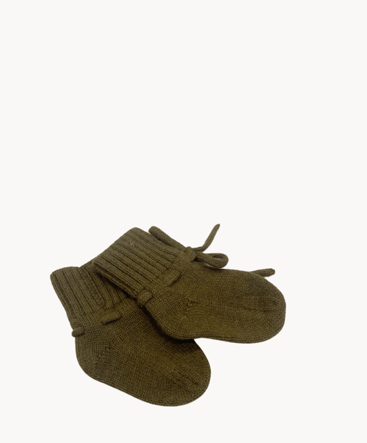 Marie Morenz Babyschuhe Merinowolle Khaki - Marie Morenz