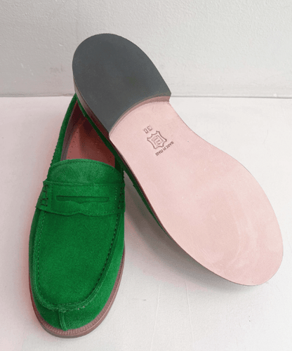 Marie Morenz Collegeschuh Grün Velour Dame - Marie Morenz