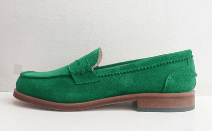 Marie Morenz Collegeschuh Grün Velour Dame - Marie Morenz