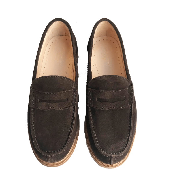 Marie Morenz Collegeschuhe Velour Braun Pennyloafer - Marie Morenz