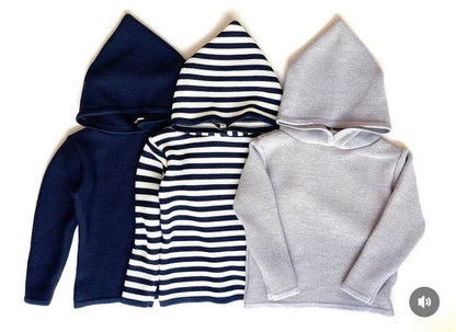 Marie Morenz Kapuzenpullover Merinowolle Marine LIMITIERT - Marie Morenz