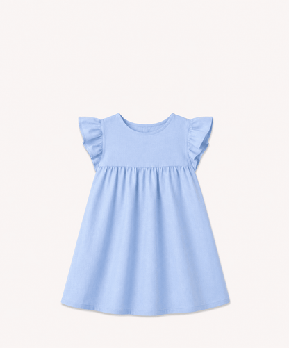 Marie Morenz Leinenkleid Hellblau Flügelärmel - Marie Morenz