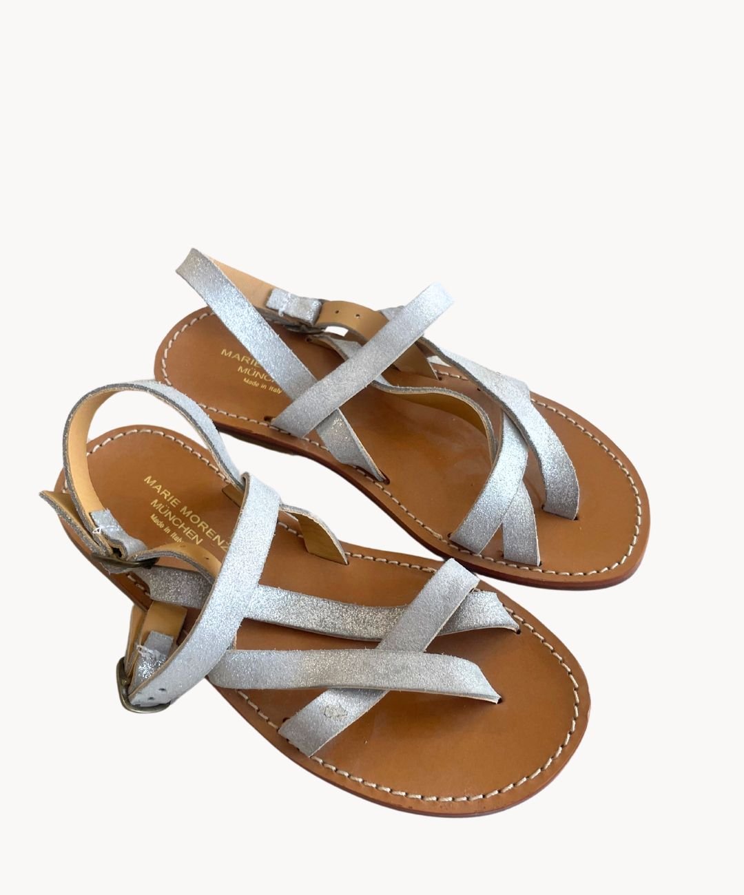 Marie Morenz Sandale 252Metallic Leder Silber Römerstil - Marie Morenz