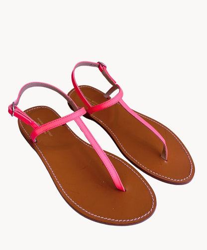 Marie Morenz Sandale Leder Zehentrenner Neonpink Damen - Marie Morenz