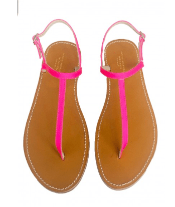 Marie Morenz Sandale Leder Zehentrenner Neonpink Damen - Marie Morenz