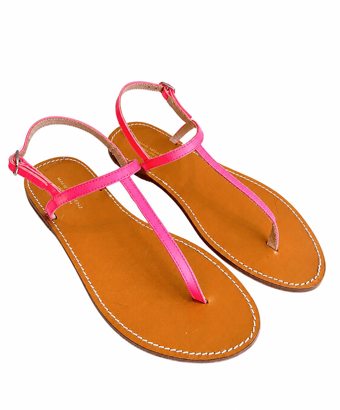 Marie Morenz Sandale Leder Zehentrenner Neonpink Damen - Marie Morenz