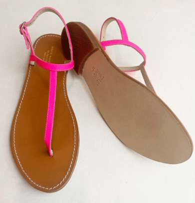 Marie Morenz Sandale Leder Zehentrenner Neonpink Damen - Marie Morenz