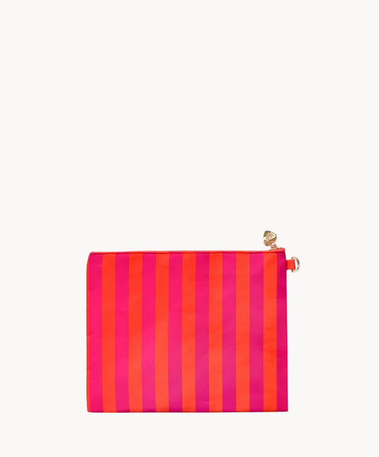Riva Clutch Stripes Neon Pink Orange - Marie Morenz