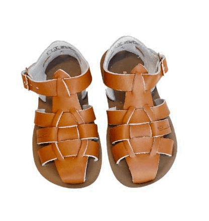 Saltwatersandals Shark Kinder Tan - Marie Morenz