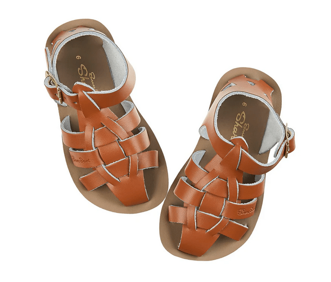 Saltwatersandals Shark Kinder Tan - Marie Morenz
